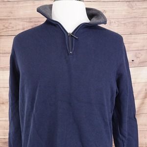 VAN HEUSEN BLUE 1/4 ZIP UP PULLOVER SWEATER MENS SIZE M MEDIUM